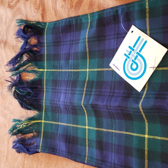 NWT Ingles Buchan Scarf Green Plaid Glasgow Scotland 82" x 10" - Picture 3 of 5